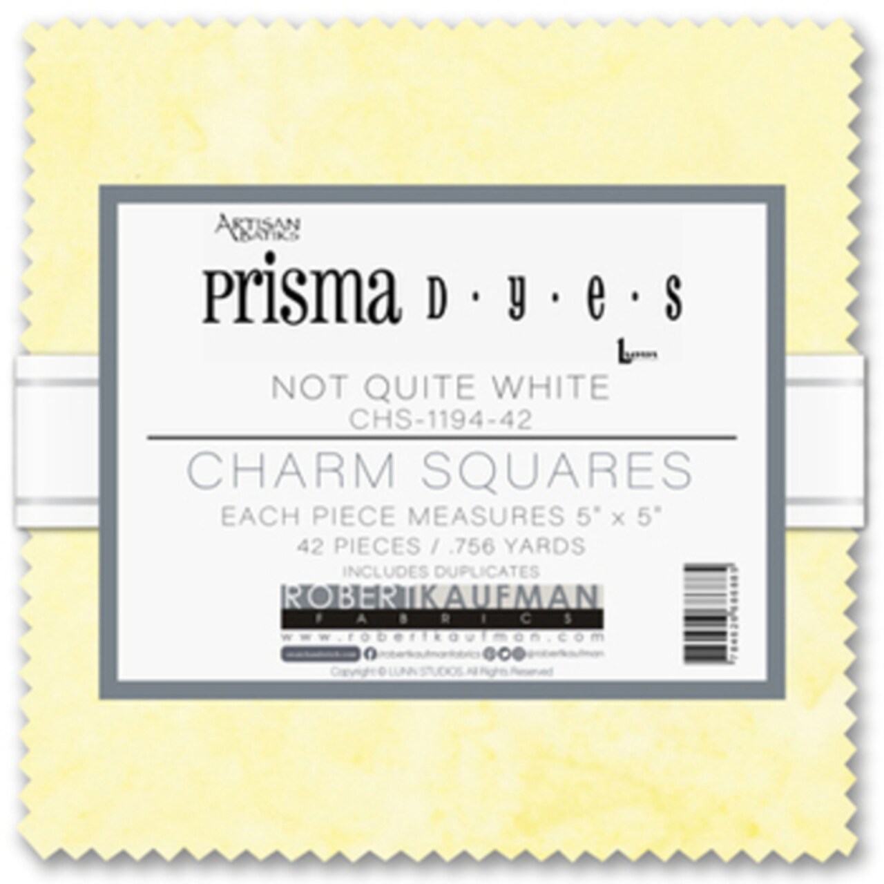 Artisan Batiks Prisma Dyes 5" Square Pack (Charm Pack / Charm Square) in Not Quite White by Lunn Studios for Robert Kaufman (CHS-1194-42)